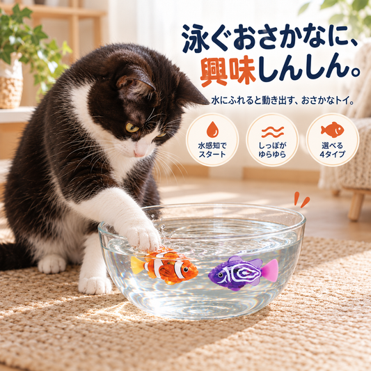 WPJP スイトト 水に入れると泳ぐおさかな猫おもちゃ