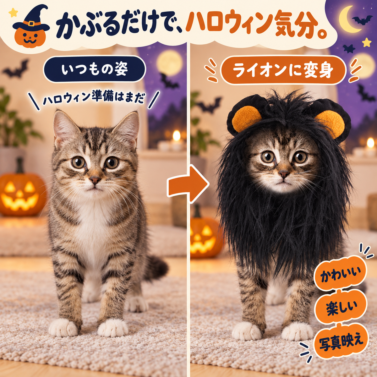 WPJP がおふさ ねこ用たてがみウィッグ