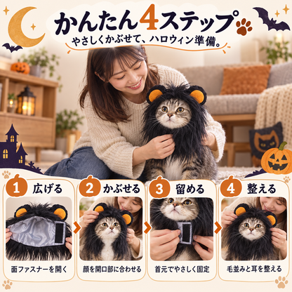 WPJP がおふさ ねこ用たてがみウィッグ
